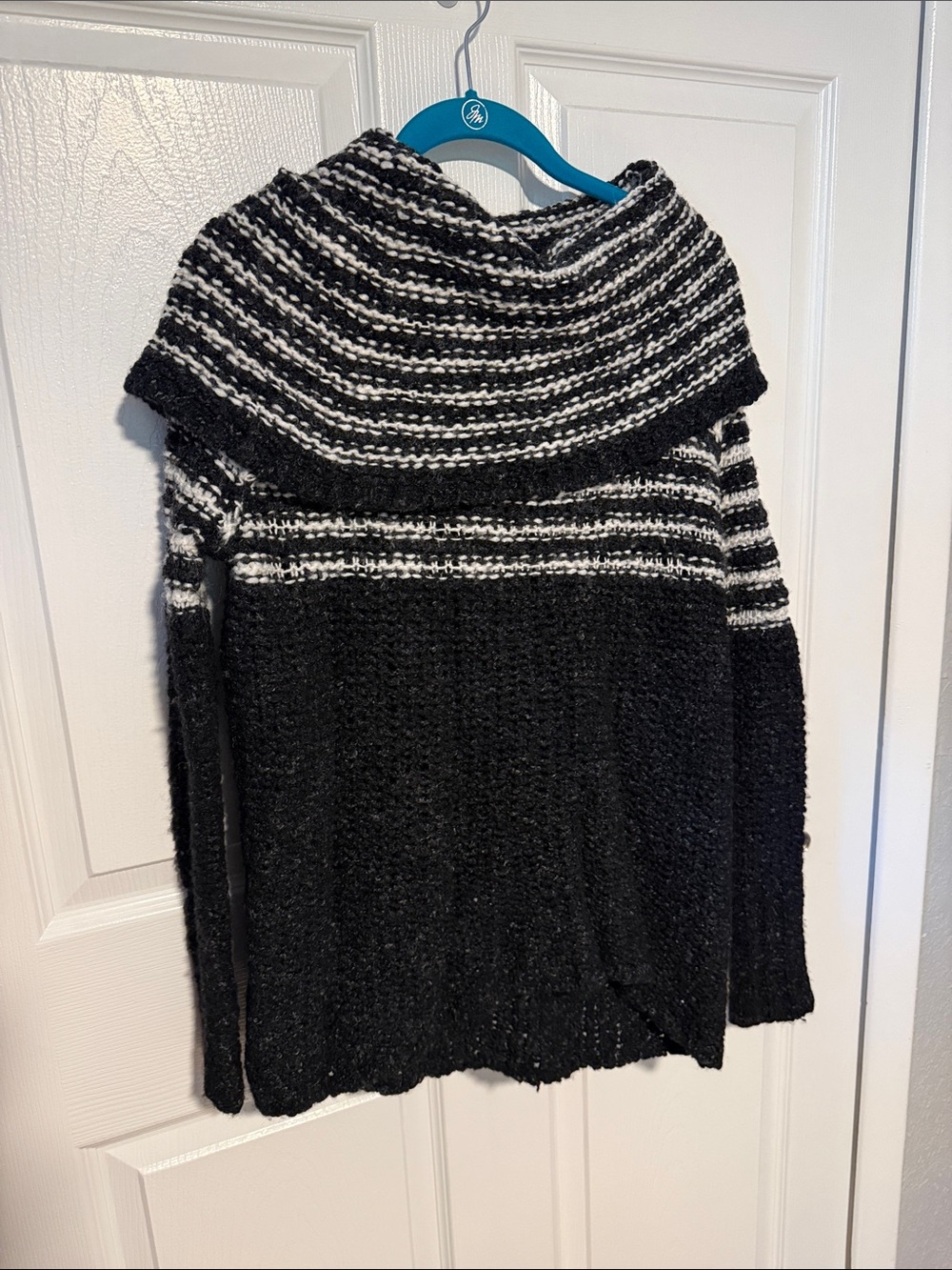 Free People Black & White Striped Cowl Neck Women's Sweater size XS